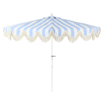 Beverly 9 ft. Designer Classic Scalloped Fringe Half Market Patio Umbrella